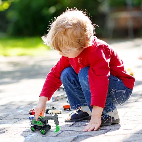 Miniatura 4 de Boersma Juguetes de excavadora de construcción para niños de 3 años, camiones de juguete para niños pequeños, juguetes de vehículos de construcción