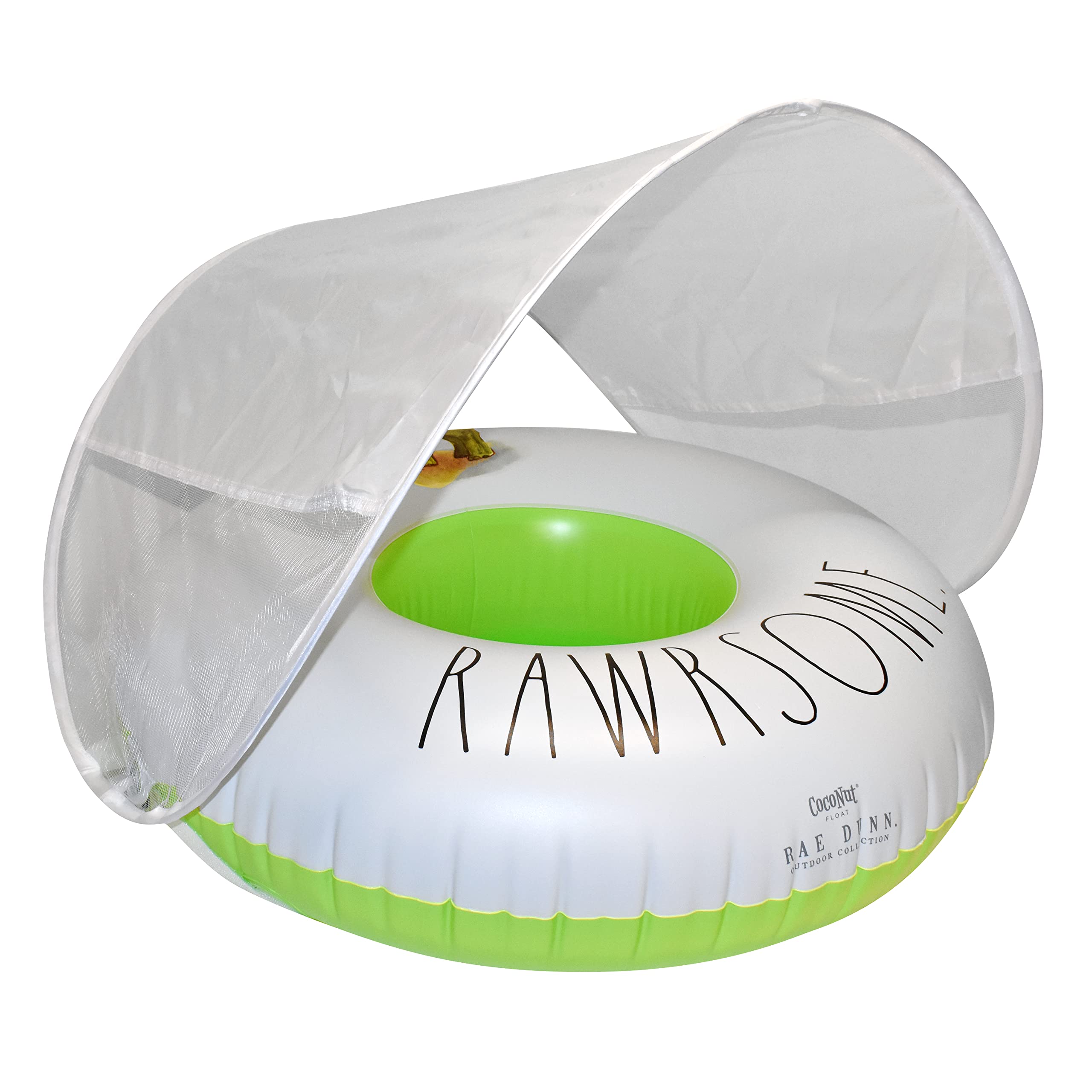 Coconut Float Rae Dunn x Toddler Float with Canopy - New Velcro Connectors! - Child Sized Inflatable Raft & Durable Water Toy - Stable Ride-On for Summer Parties & Swim Events (Rawrsome)