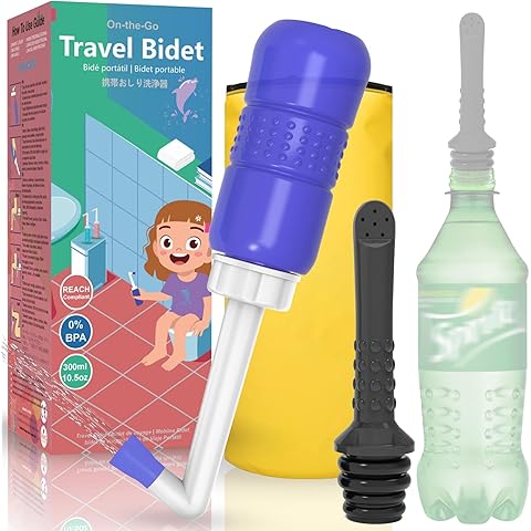 2PCS-Pack 300ml Travel Bidet Bottle Blue+ Black Backpacking Bidet Camping Bidet,Portable Bidet , 10.6oz Peri Bottle - Postpartum and Perineal Care