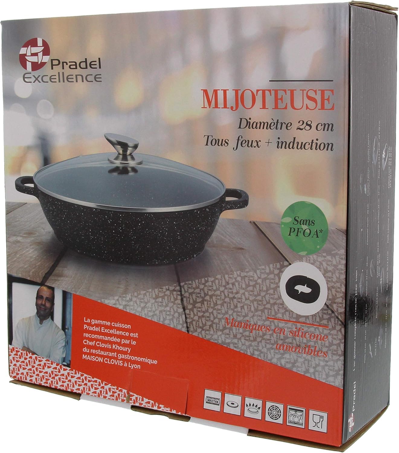 Pradel Excellence - Sauteerpan 28 cm afneembare handgreep - Voor alle warmtebronnen en inductie - PFOA-vrij