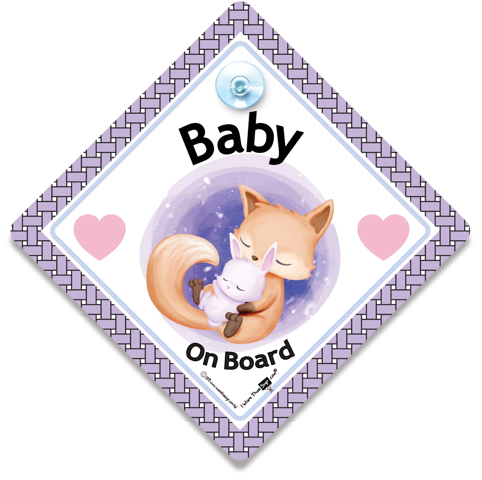 Iwantthatsign.com Baby On Board Sign, Baby Fox Car Sign, Baby On Board Sign, Grandchild On Board Car Window Sign Designed To Let Other Road Users Baby Is In The Car, 14 Cm X 14Cm X 2Cm