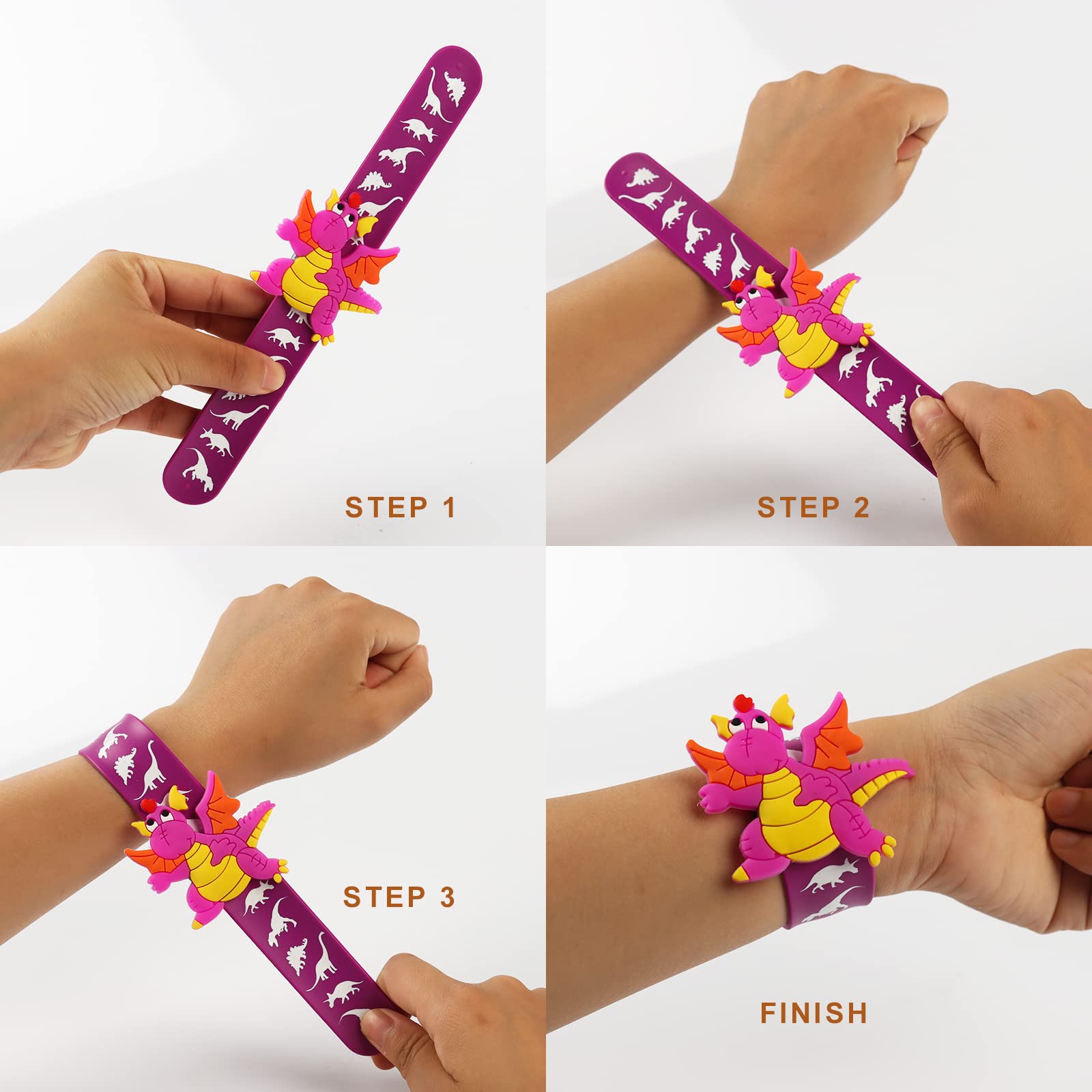 30 Braccialetti Slap Per Bambini - Modelli Dinosauri/Unicorno/Sirene | PVC Sicuro | Per Feste E Regali - Foto 10