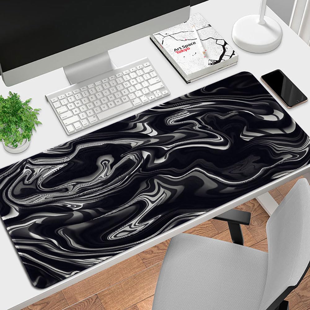 Surwin Alfombrilla para Ratón Grande Gaming Mousepad Abstraído Teclado Almohadilla de Escritorio, Mouse Pad para Ordenador Gamers PC y Portátil (300x600mm,Negro)