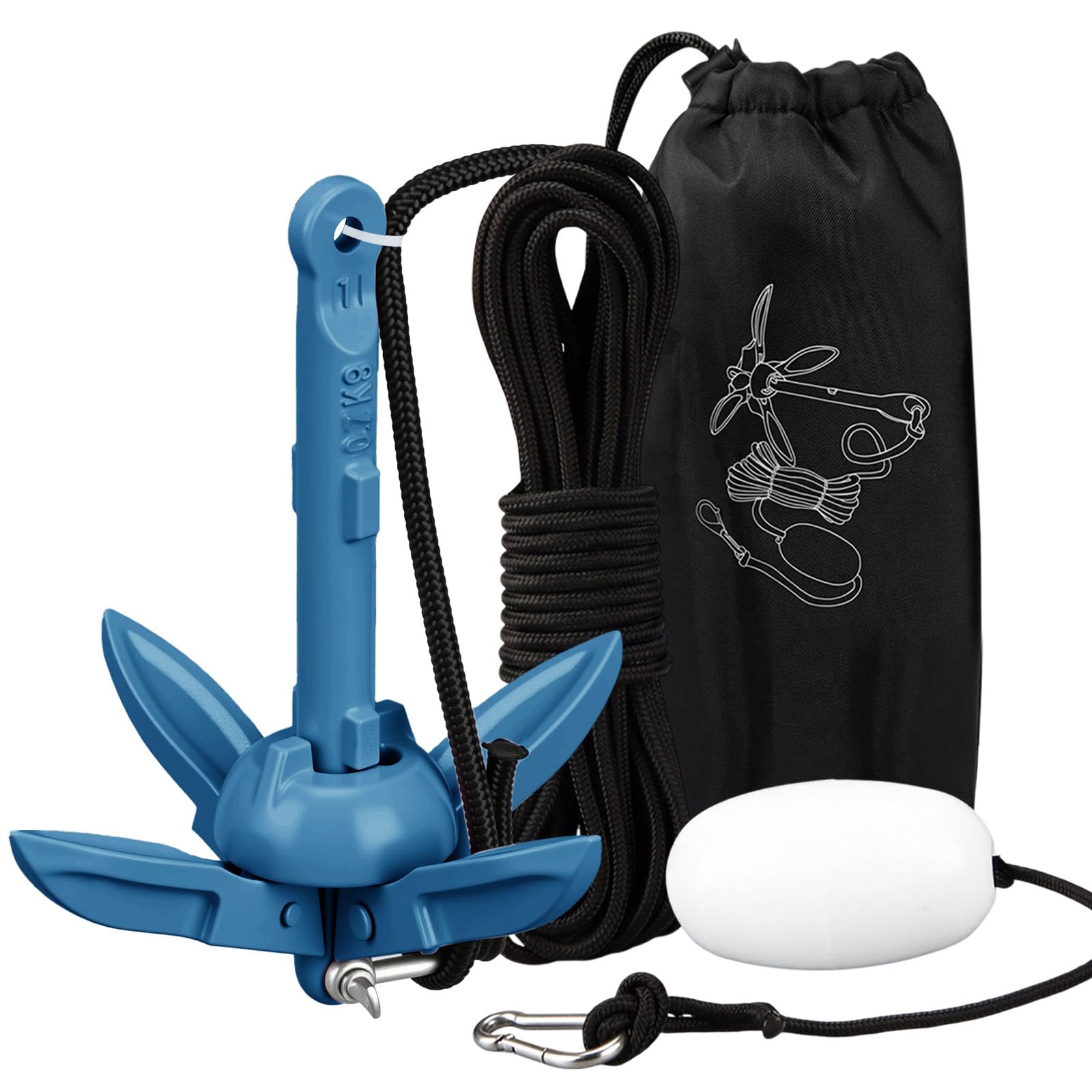 MorningRo Folding Grapnel Anchor Kit, Kayak 40ft Rope