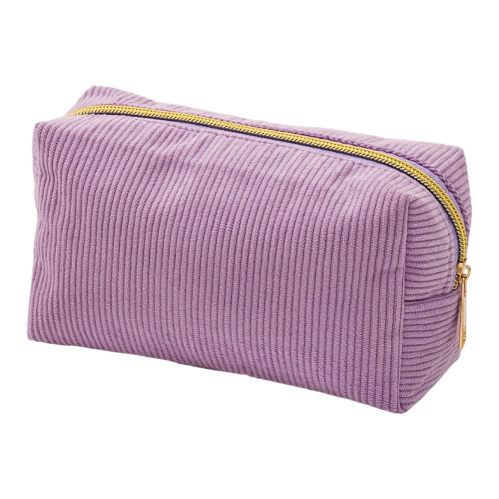 Small Unisex Pencil Case with Zipper, Compact Stationery Organiser for Girls Teenagers, Makeup Bag Pen Holder Purple