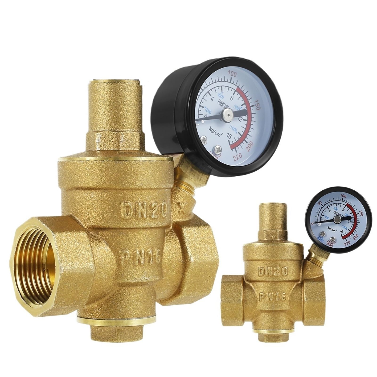 Régulateur de pression en laiton 1/2" DN15 avec manomètre réglable