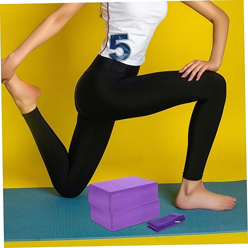 Miniatura 4 de NOLITOY Juego de 3 piezas de bloques de yoga y correa, ladrillos de espuma EVA antideslizantes con cinturón de resistencia para pilates,