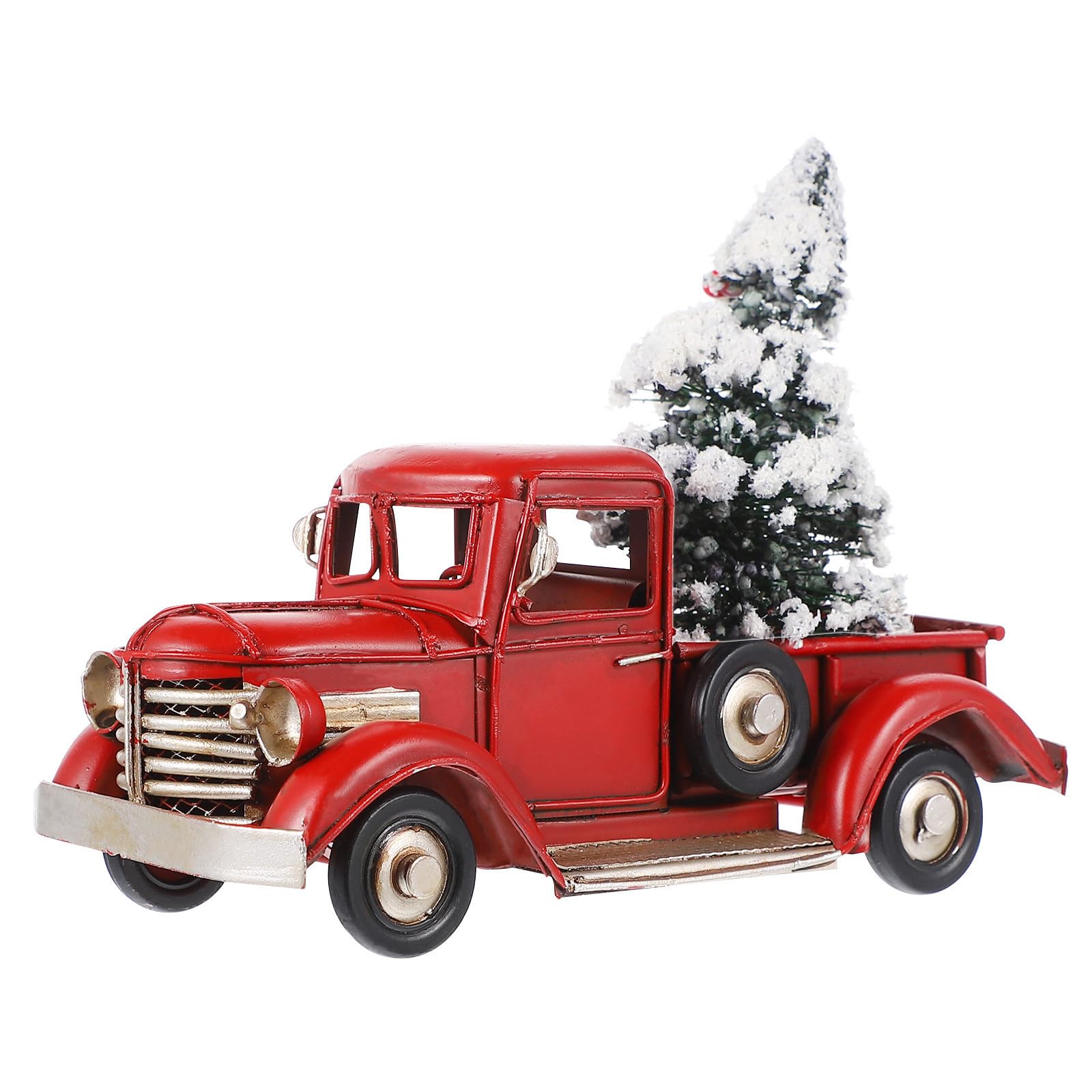 Camion rouge de Noël en fer decoration de table vintage rouge retro