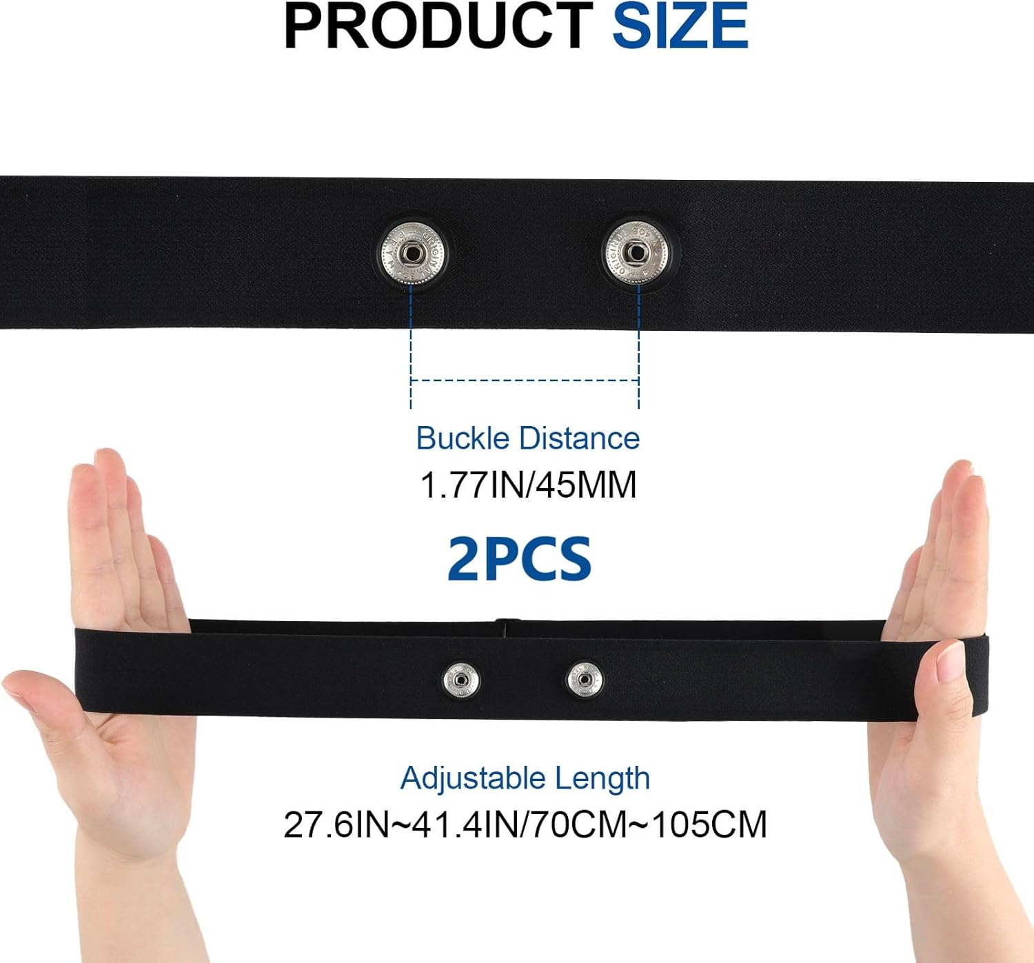 Adjustable Cardio Belt (70cm to 105cm) for Heart Rate Monitor, Bluetooth Ant+ Cardio Belt, Compatible with Garmin, Wahoo, Polar H10 H9, Coospo, Magene, Bryton, Livlov