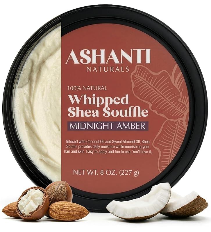 Ashanti Naturals Manteiga Corporal Batida de Karité Perfumada com Coco e Óleo de Amêndoas Midnight Amber Souffle, 227 g