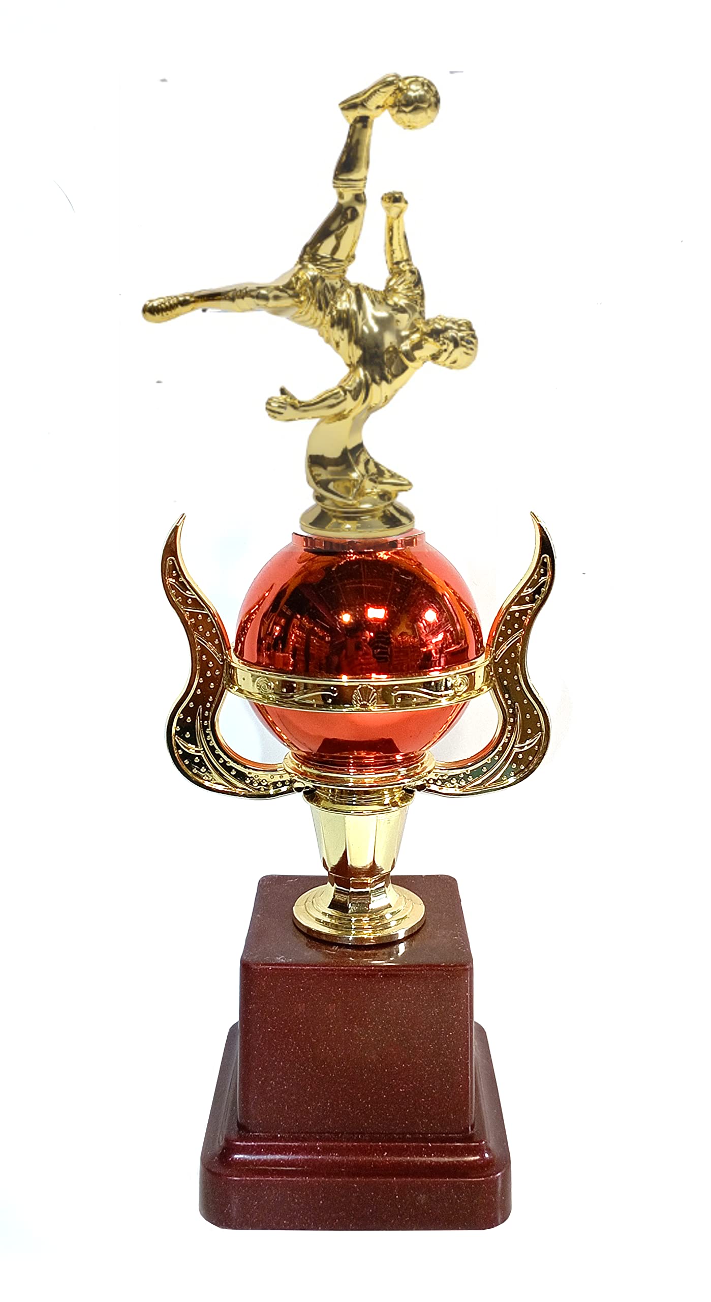 Be Win Red Ball Fiber Trophy for Sports Events, Functions, Tournaments & Competitions Size Approximate 11" Inches (Football Reverse Kick) (B0B3N5GJ5N) Amazon Price History, Amazon Price Tracker