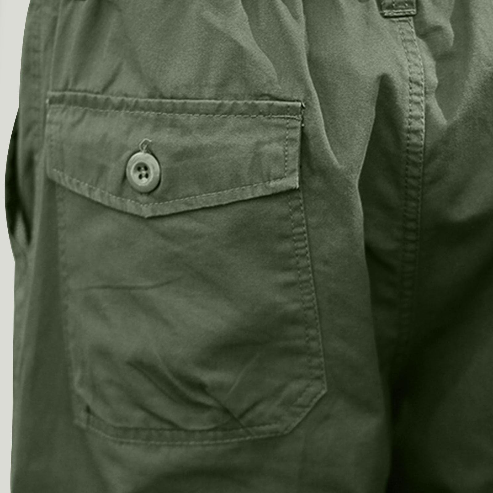 Pantalon 3/4 en coton léger pour homme - Grandes tailles - Couleur unie - Pantalon cargo d'extérieur - Pantacourt