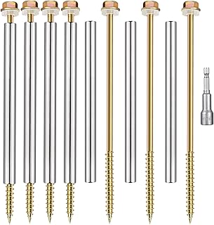 20 Pack 8'' Gutter Screws with Stainless Steel Sleeve,for 6-Inch Roof Gutter Repair,White Durable Nails