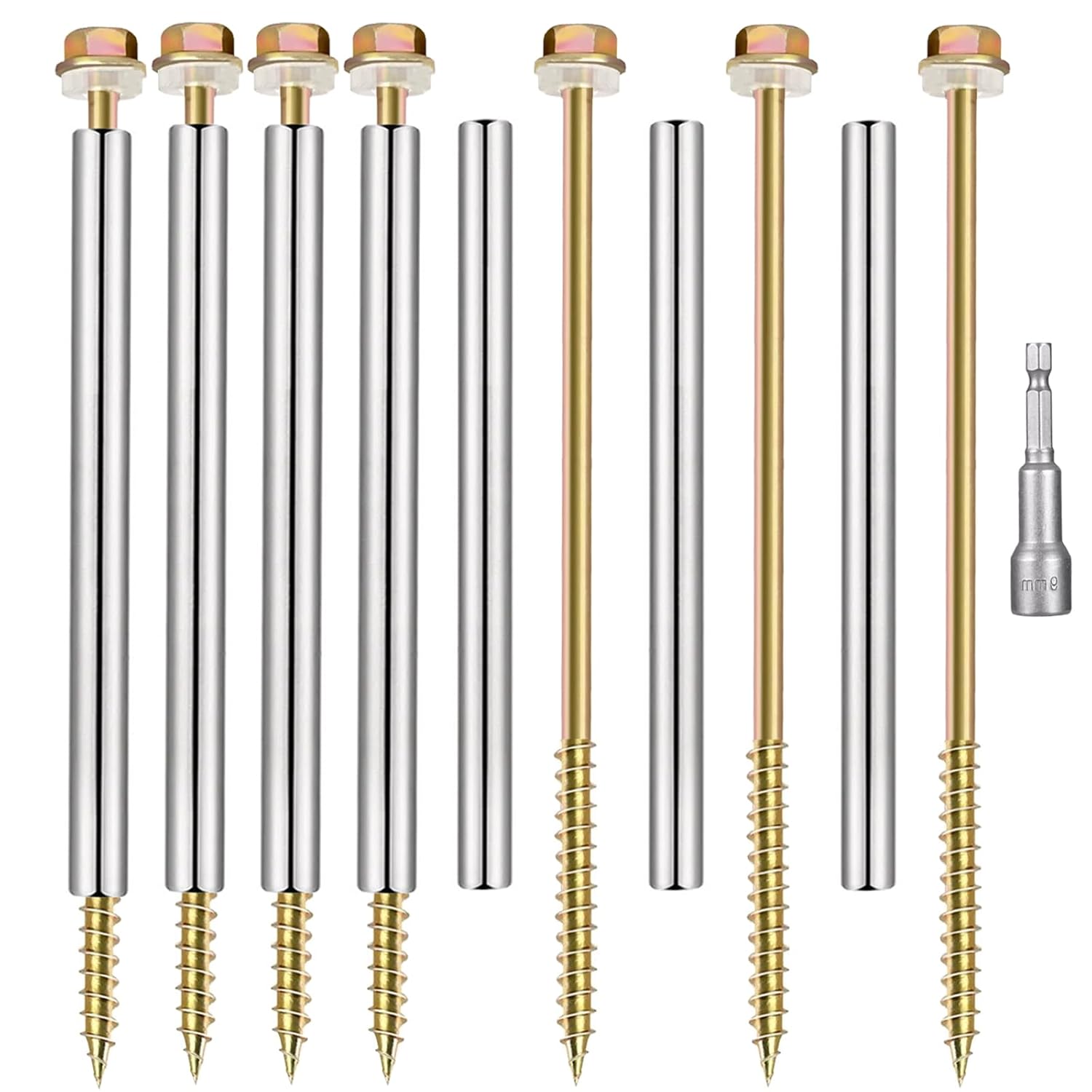 20 Pack 8'' Gutter Screws with Stainless Steel Sleeve,for 6-Inch Roof Gutter Repair,White Durable Nails