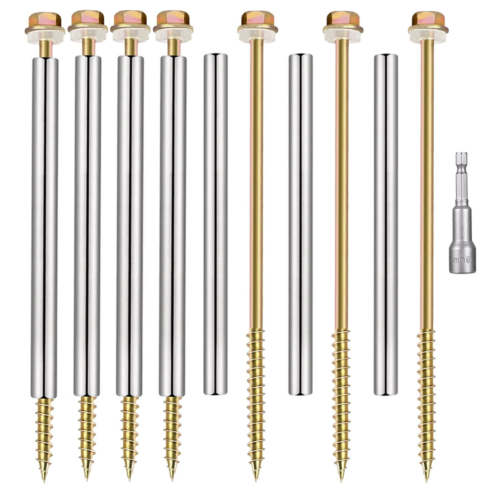 Photo 1 of 10 Pack 8'' Gutter Screws with Stainless Steel Sleeve,for 6-Inch Roof Gutter Repair,White Durable Nails (10)