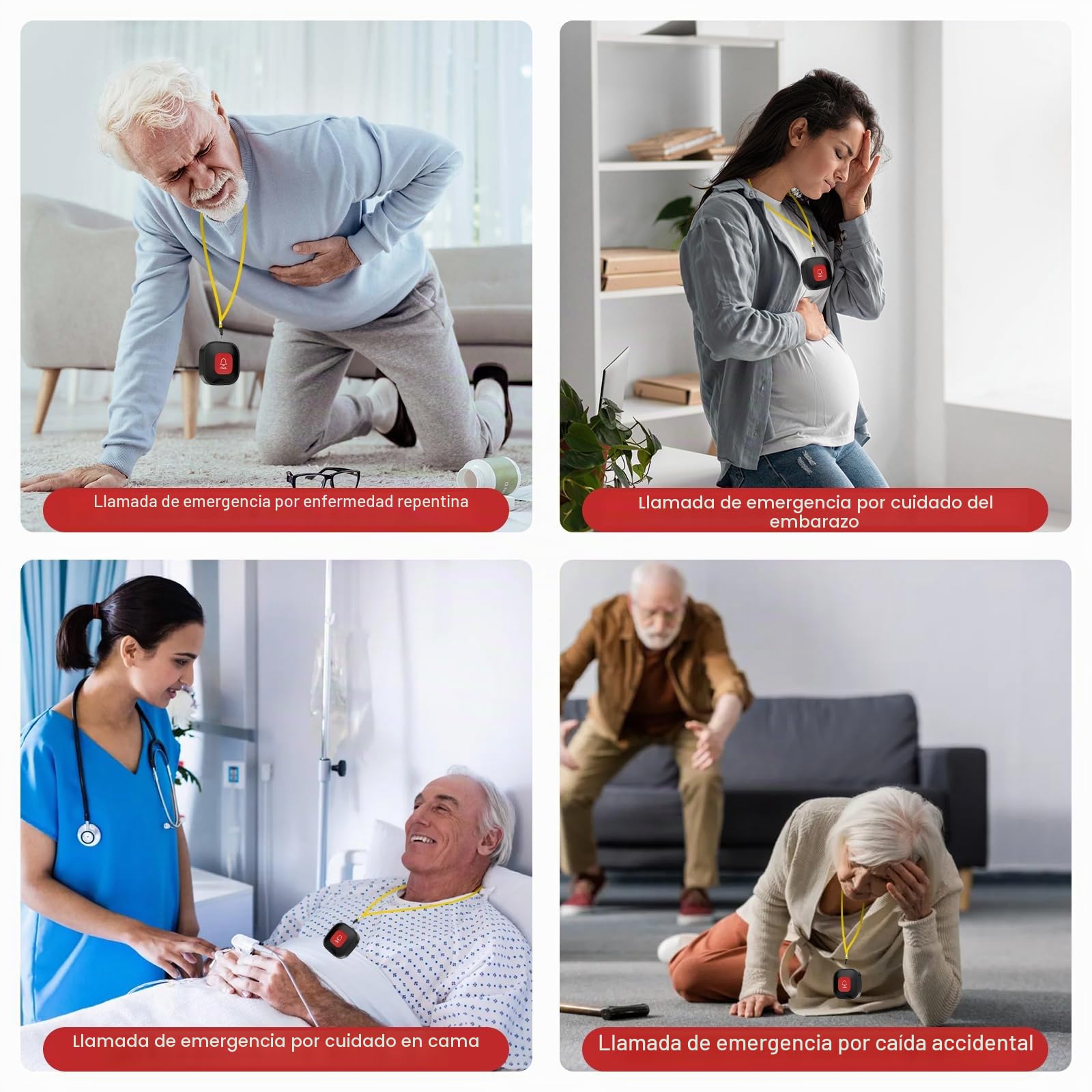 Alarma Avisador Personas Mayores, Botón de Llamada Emergencia para Ancianos