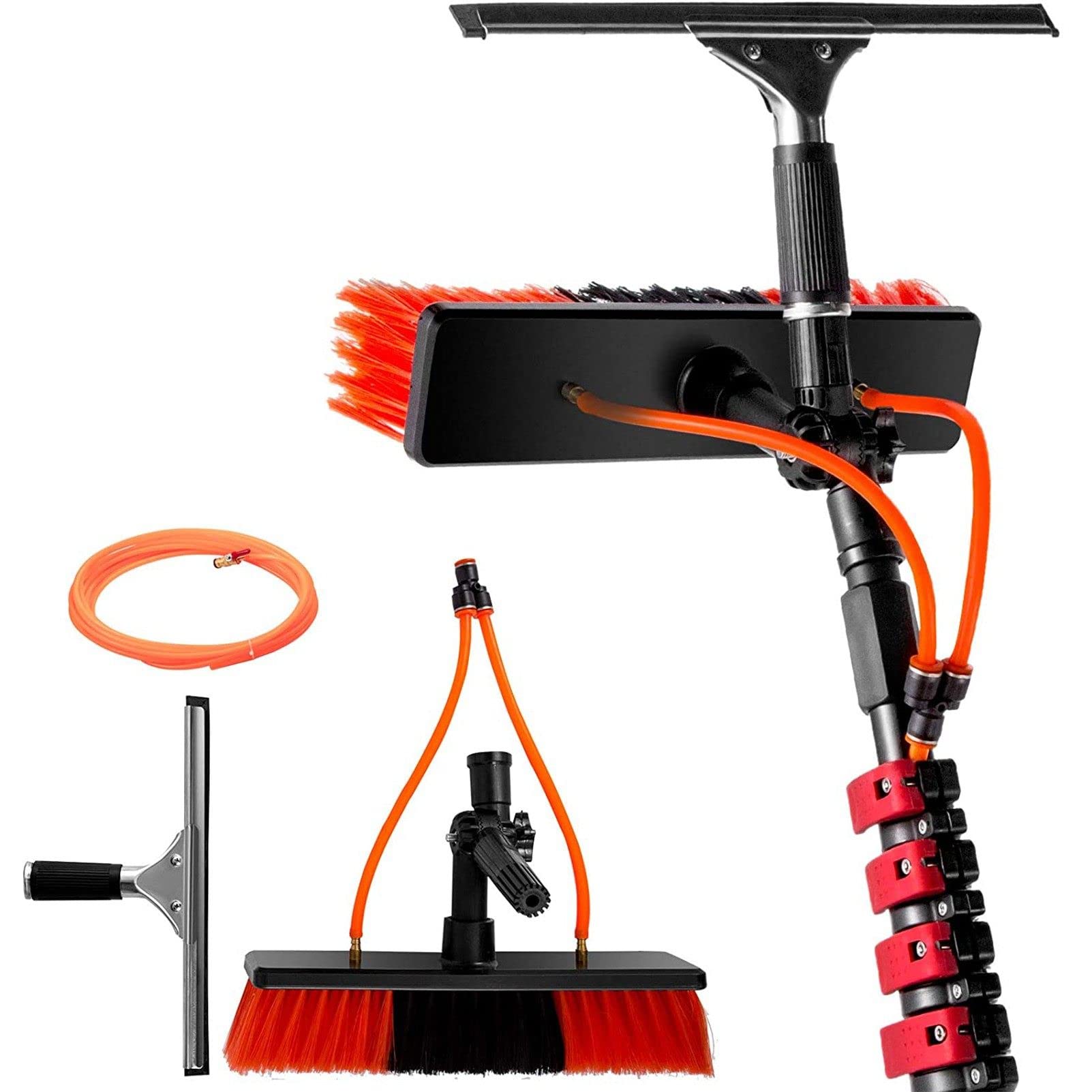 ASerZenith Solar Panel Cleaning Kit With Extendable Rods And Squeegee 35Cm Brush Head 10.8M/36Ft,35Cmbrushhead-5.4M/18Ft