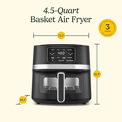 Miniatura 6 de Cuisinart Freidora de aire, freidora de cesta de 4.5 cuartos con 4 funciones de cocción para freír al aire, asar, hornear y mantener el calor, 4