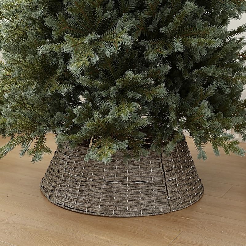 Sapin de Noël Complet avec Feuillage d'aiguilles Ultra-réaliste, Plusieurs hauteurs et illuminé, entouré d'arbres. Arbre de Noël(1.8m)