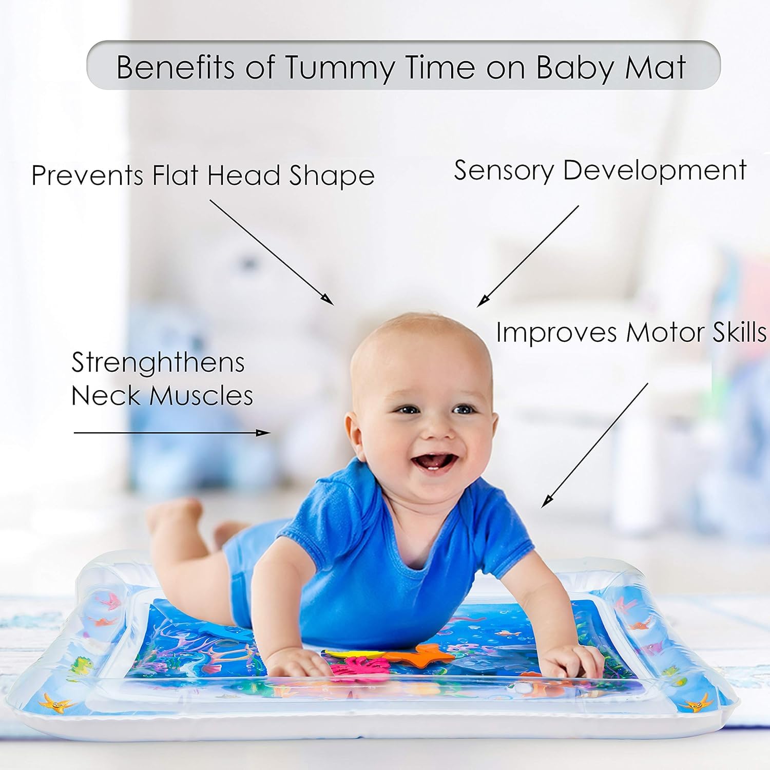 Zeccorp Tummy Time Water Mat for Babies | Sensory Play Babies for 6-12 Months | Newborn Baby Essentials | Water-Filled Activity Mat | Baby Gifts | Fun Activity Play Center Indoor and Outdoor Activity | Pack of 1 - Image 5 thumbnail