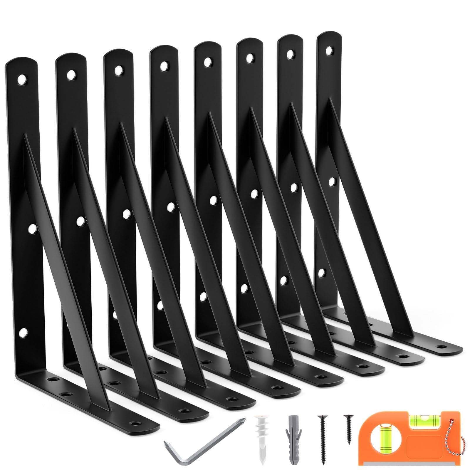 8-Pack 9 Inch Heavy Duty Shelf Brackets, Large Floating Shelf Bracket