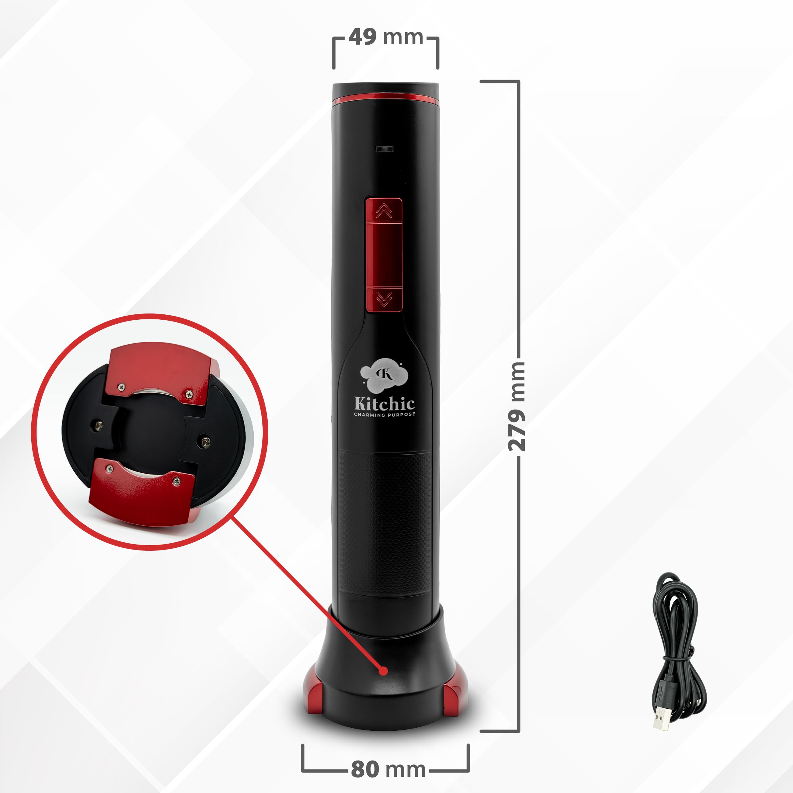 Cavatappi Elettrico per Vino: Apri 180 Bottiglie con Ricarica, Design Raffinato, Cavo USB Incluso