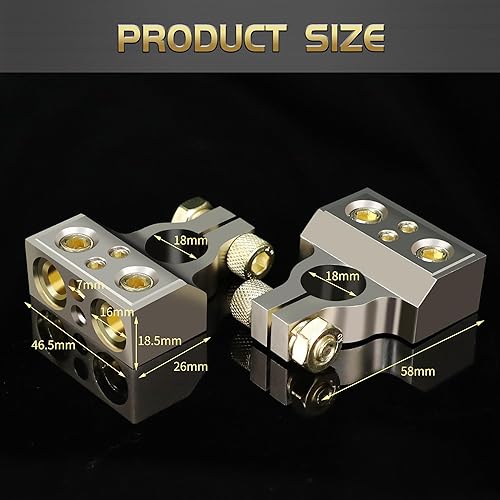 Miniatura 7 de TONDA Terminales de batería, conectores de terminales de batería de calibre 04810 con cuñas y cubiertas protectoras, extremos de cable de batería de