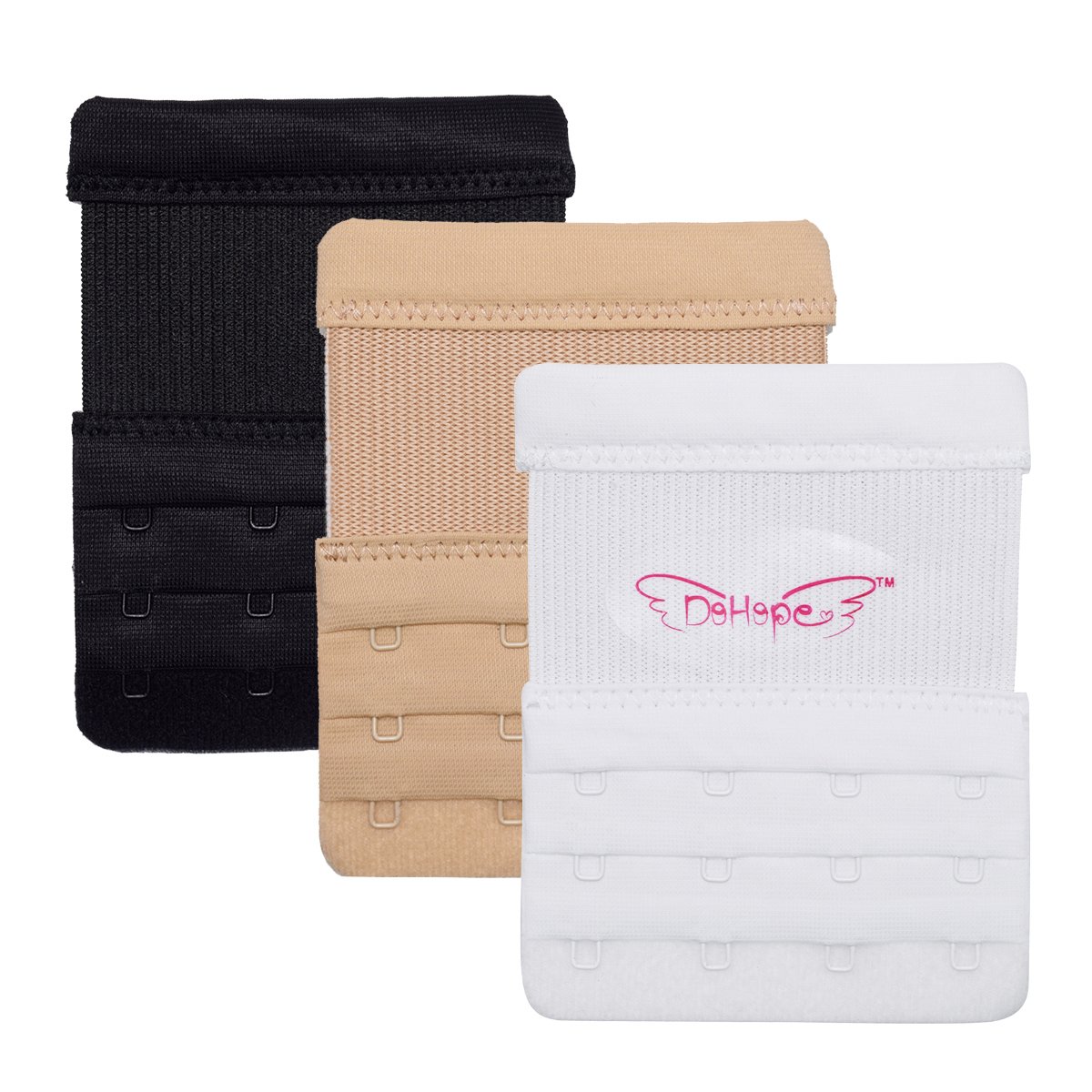 Elastic Back Bra Extender 4 Hook 3 Row 3/4" Stretchy Extension Tape Multi Color-image-13