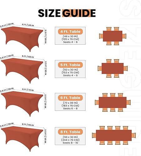 Miniatura 3 de Utopia Kitchen Mantel rectangular de elastano de 6 pies 1 unidad, café claro 700 GSM elástico, ajustado, lavable y resistente a las arrugas, para