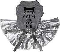 Vista 4 de Petitebella Keep Calm and Love Me - Vestido para cachorro (negro/dorado, talla XS)