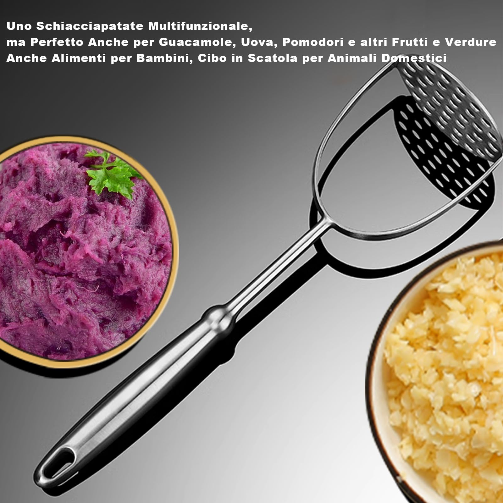 Schiacciapatate In Acciaio Inox - Passaverdure Manuale Professionale - Per Purè, Frutta E Verdura - Lavabile In Lavastoviglie - Foto 9