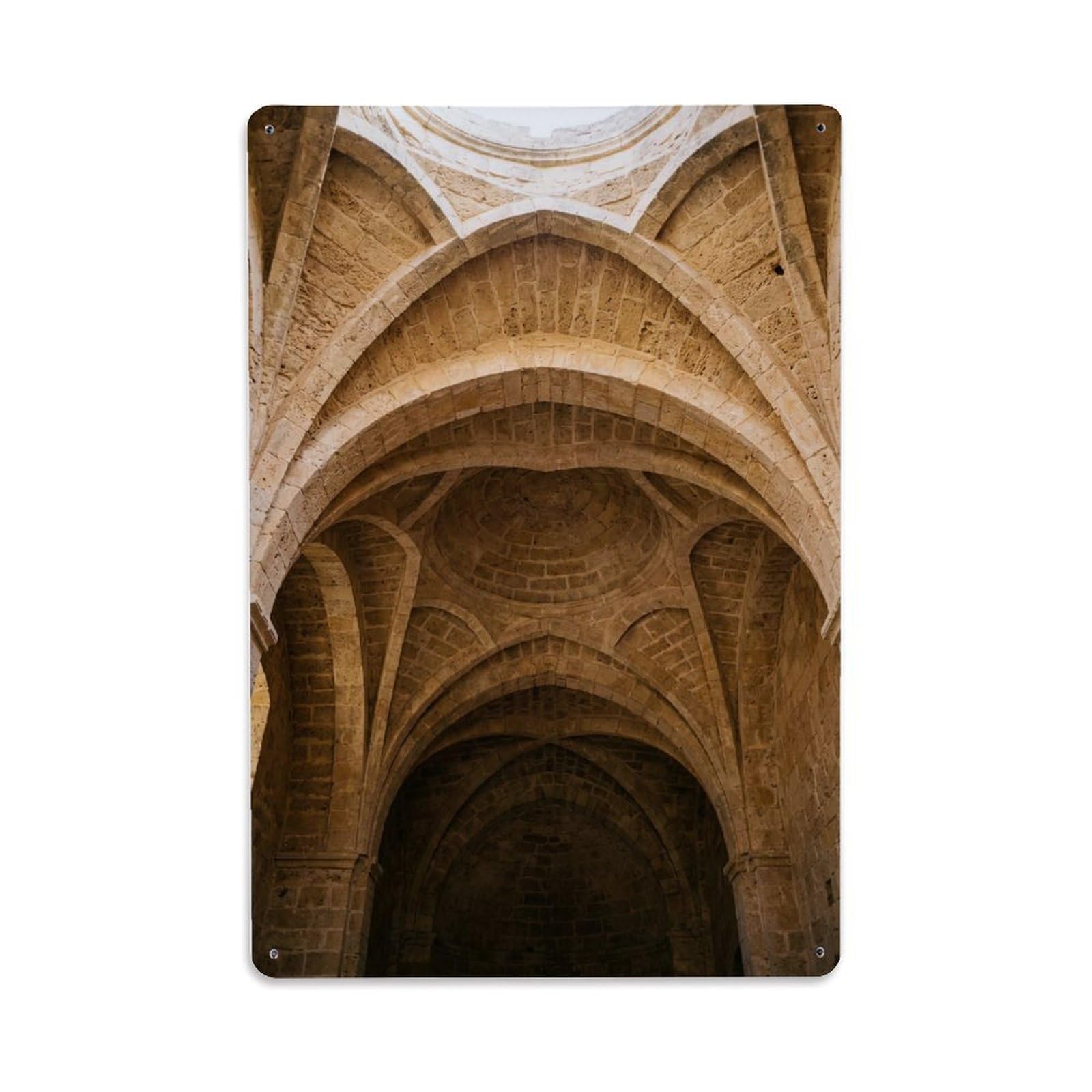 Mediterranean Life Photo Arch Vault Metal Tin Sign Plaque Wall Decor for Cafe, Club Bar, Office, Home Garden Metal Poster 8x12Inch