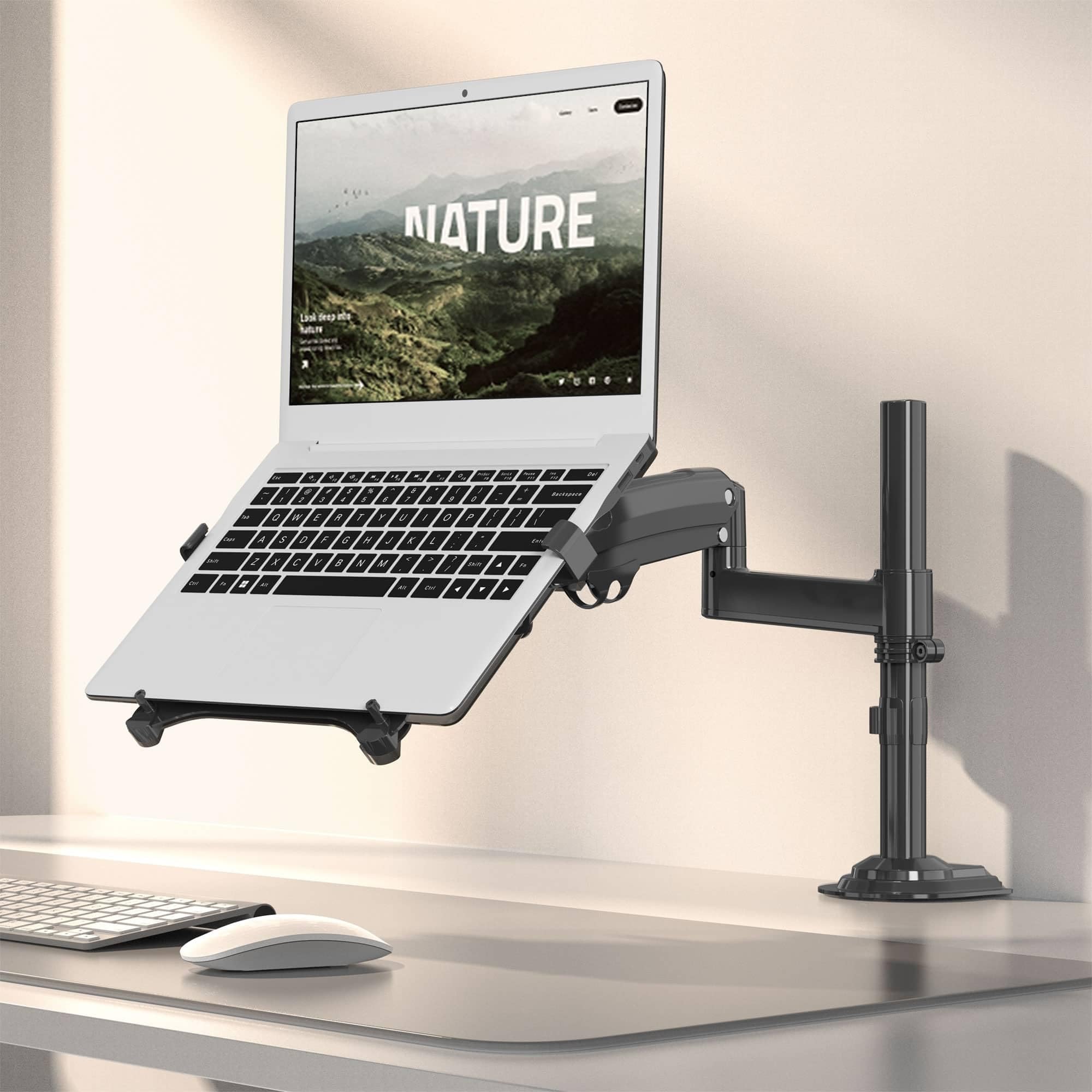 Gadget Wagon 17-35" Gas Strut LED Monitor Desk Arm with Laptop Tray 360 Degree Swivel tilt H100 Fp2-image-18