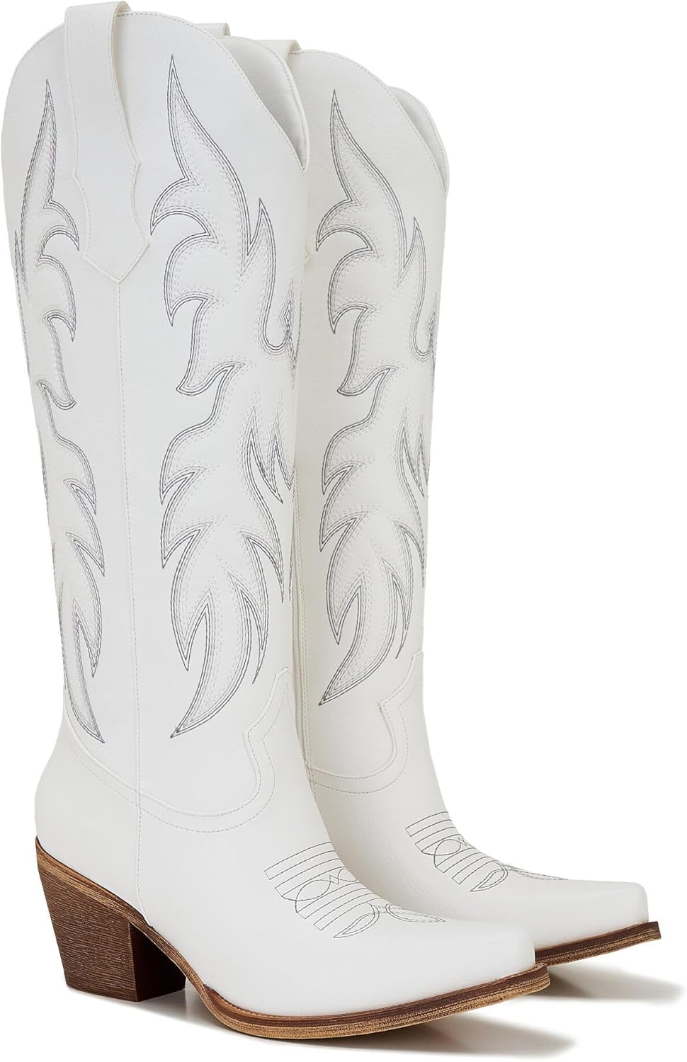 Cowboy Boots for Women – Western Knee High Cowgirl Boots with Pointed Toe, Chunky Heel & Side Zipper, Retro Country Vintage Tall Fashion Boots