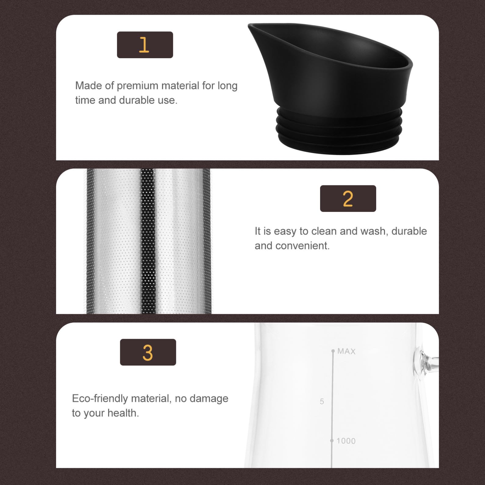 PLAFOPE Cafetera 1 Unidad Resistente al Calor de Borosilicato con Filtro, Gran Capacidad y Diseño Práctico para Café Frío y Té