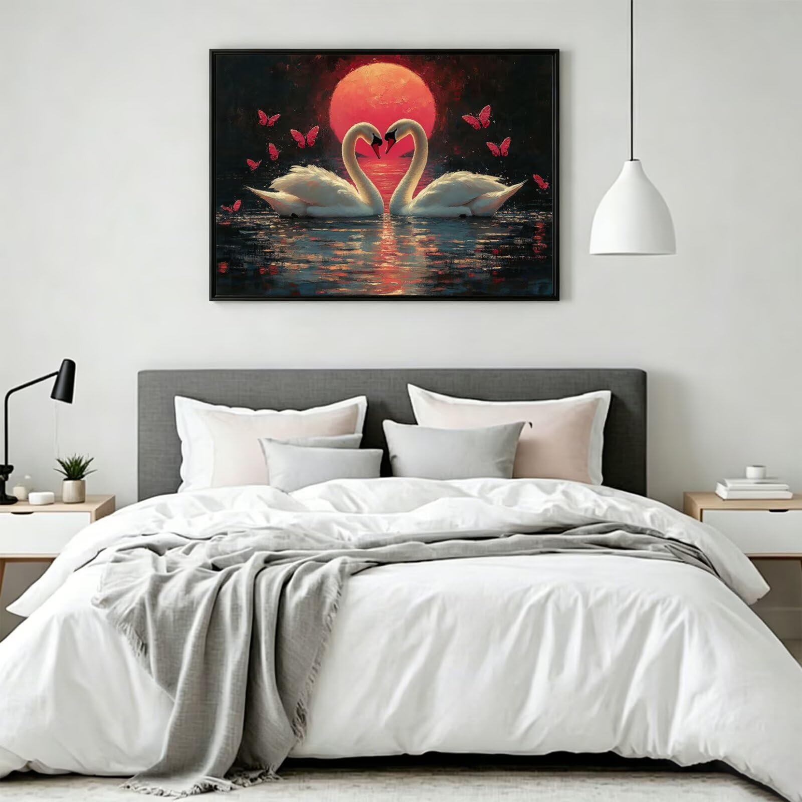 Pintar por Numeros cisne Pinturas Acrilicas Animal Pintura por Numeros Adultos DIY Lienzos para Pintar, Pintura Acrilica Manualidades, Decoración para Hogar, Regalos Cumpleaños 70x90cm Sin Marco q-856