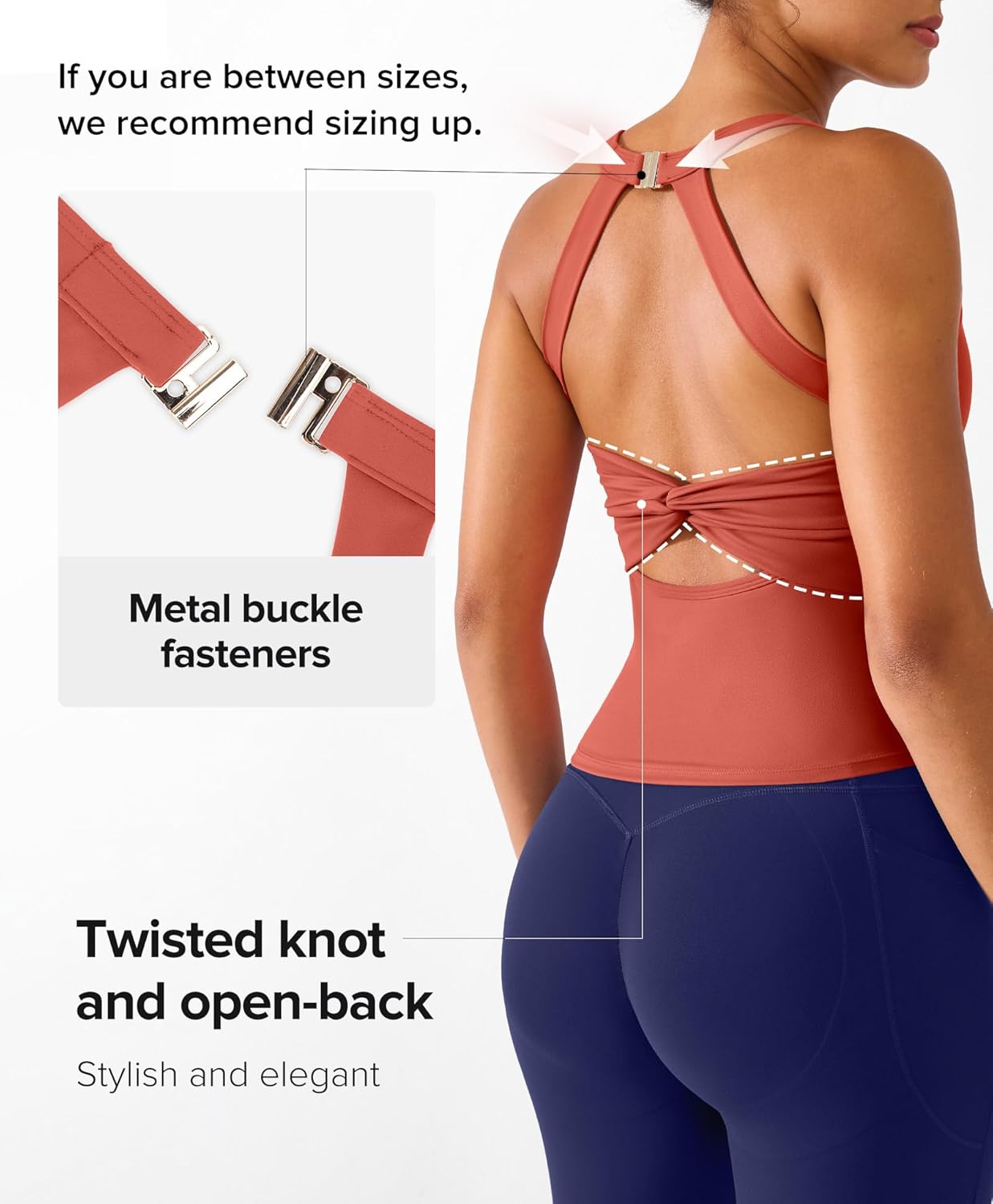 BRXL Women's Soft Halter Top Fitness Yoga Tanks Backless Built in Bra Sleeveless Sports Tank Tops Twist Back Cami - Image 4