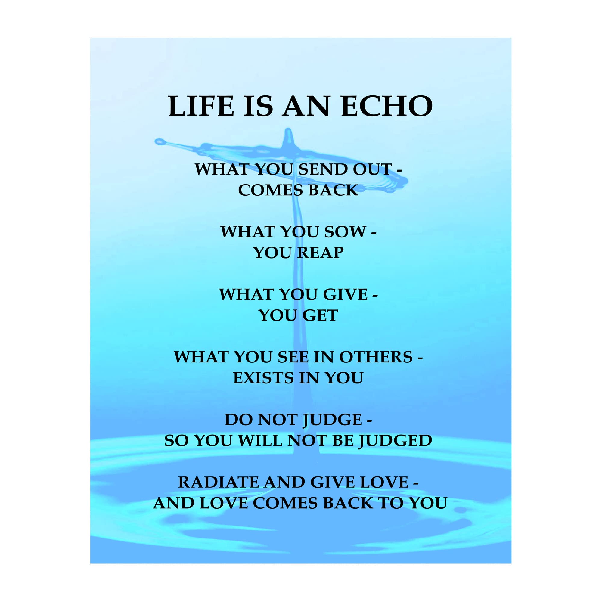 AMERICAN LUXURY GIFTS Life Is An Echo Quote Motivational Typography Wall Art For Office Classroom Living Room Bedroom Decor 8x10 Unframed Print