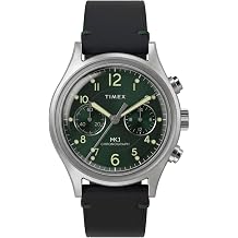 Timex Men's MK1 Chronograph 40mm Watch - Black Strap Green Dial Silver-Tone Case