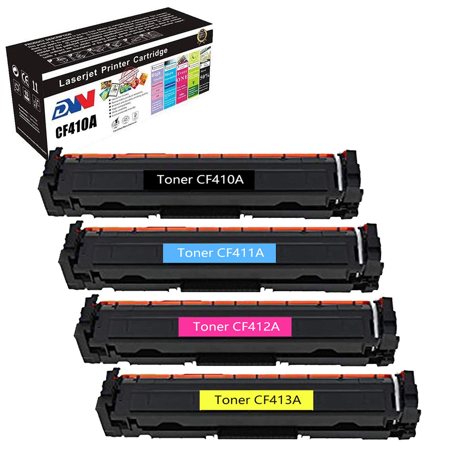 DWToner Cartridge Compateble Replacement for HP 410A CF410A Fits with HP Color Laserjet Pro MFP M452dn M452dw M452nw M477fdw M477fnw M477fdn M377dw Printer (4 Pack)