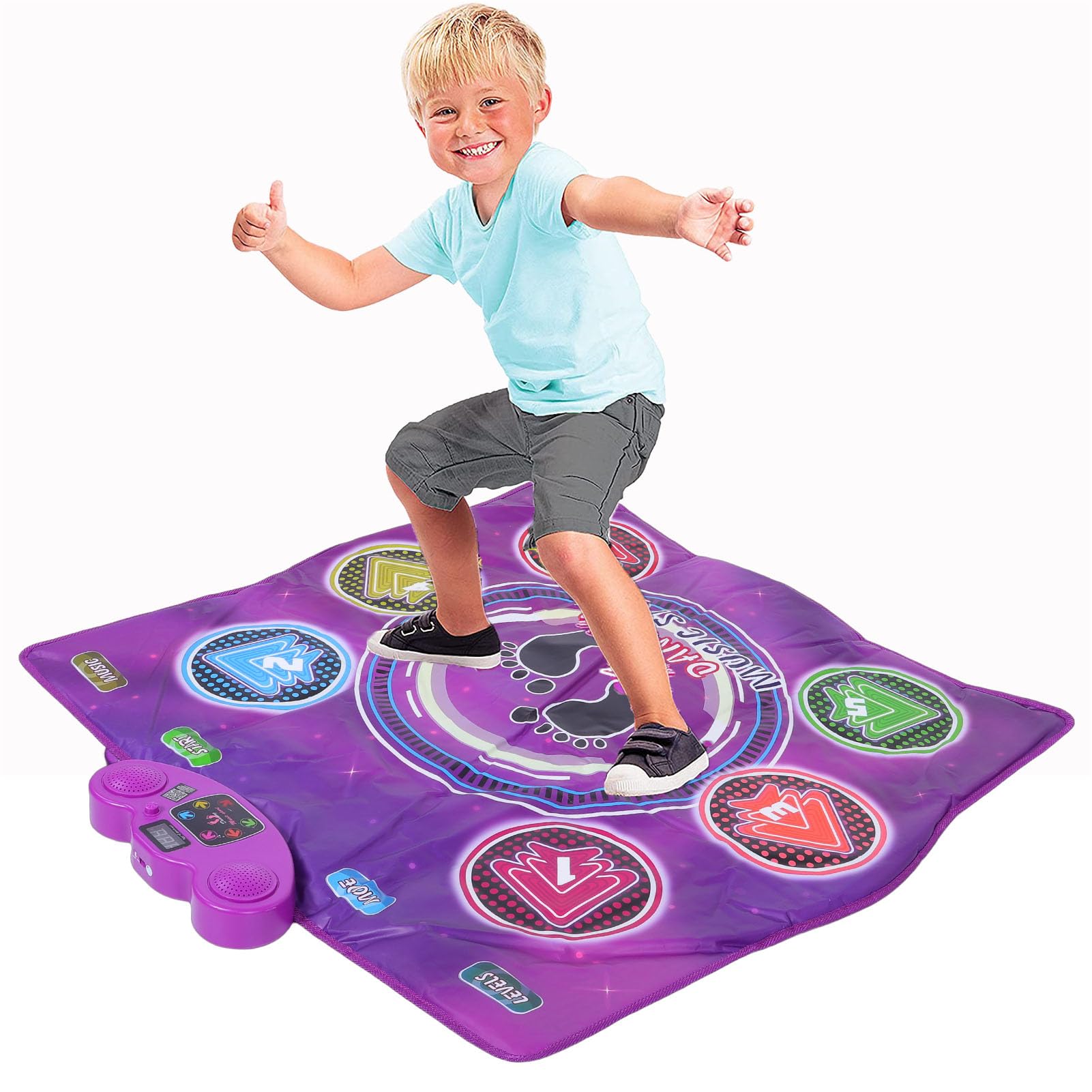 Tappetino da Ballo Elettronico, Tappetino da Gioco con Passi Ritmici Wireless, da Ballo per Musica Elettronica con 6 Pulsanti Luminosi e 6 modalità di Gioco, Ideale per Regali di Compleanno