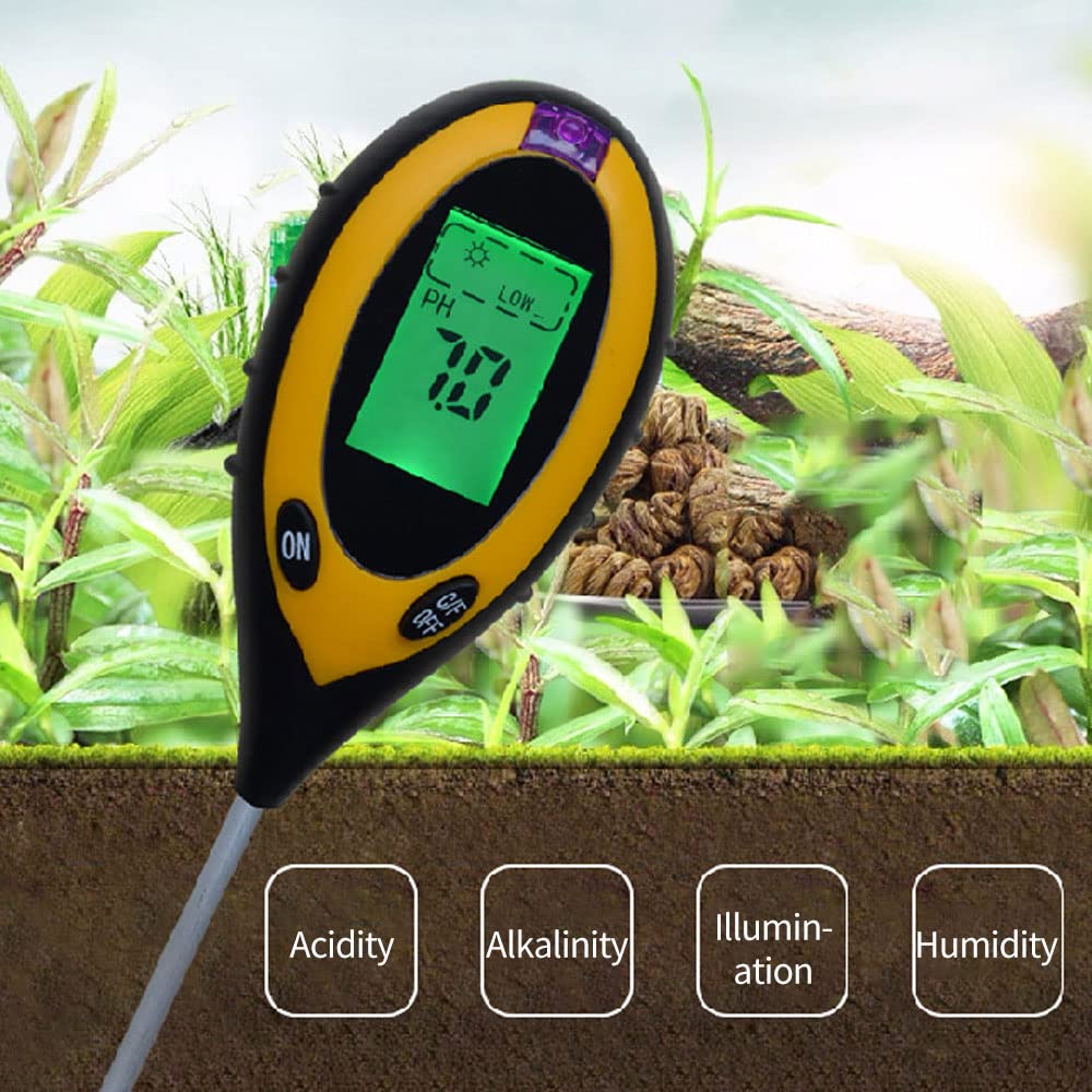 Bekasa Bodem PH-meter, digitale planten bodemvochtmeter met PH/temperatuur/vocht/licht voor tuinieren, potplanten, bloemen, gazon, landbouw buitenplanten (4 in 1