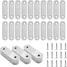 20 x Metal Flat Brackets, Metal Flat Connectors, Stainless Steel Flat Angle Brackets, Straight Flat Mounting Brackets, Mounting Legs for Chairs Furniture Wood (60 x 15 mm)