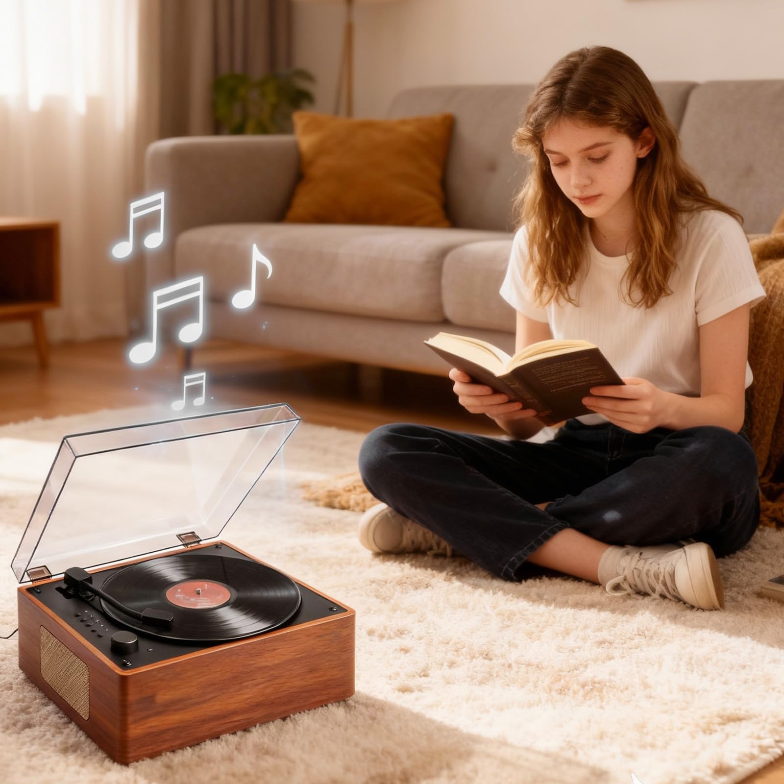 Lecteur CD portable Bluetooth 5.1, lecteur CD rétro avec double haut-parleur stéréo, télécommande, rechargeable, lecteur CD, compatible USB/AUX, protection contre la poussière