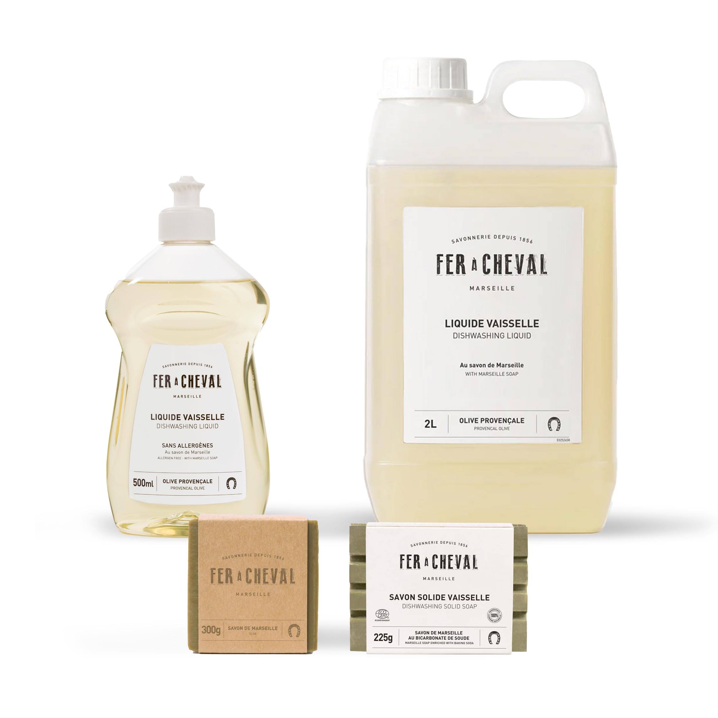 Fer Cheval Dishwashing Liquid Refill 2 L Dishwashing Liquid 500ml Dishwashing Solid Soap Pure Olive Soap Cube