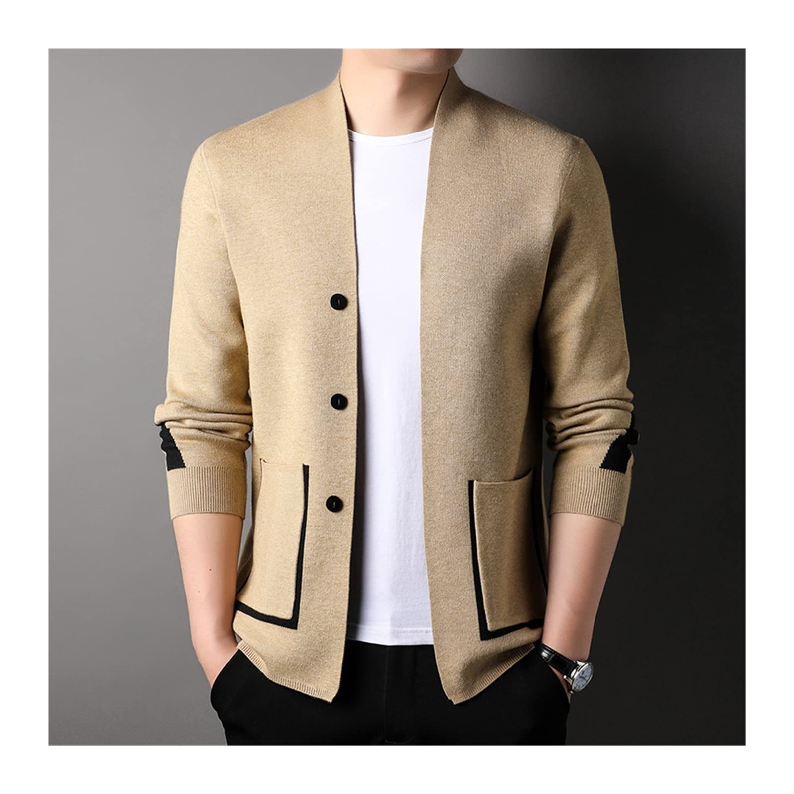 Cardigan en tricot décontracté gris grande taille XXXL veste homme