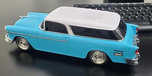 Vista 17 de Audiobox 1955 Bel Air Altavoz Bluetooth Réplica de coche Retro Ride con radio FM, USB, SD, entrada AUX para oficina, hogar, garaje (negro) Negro