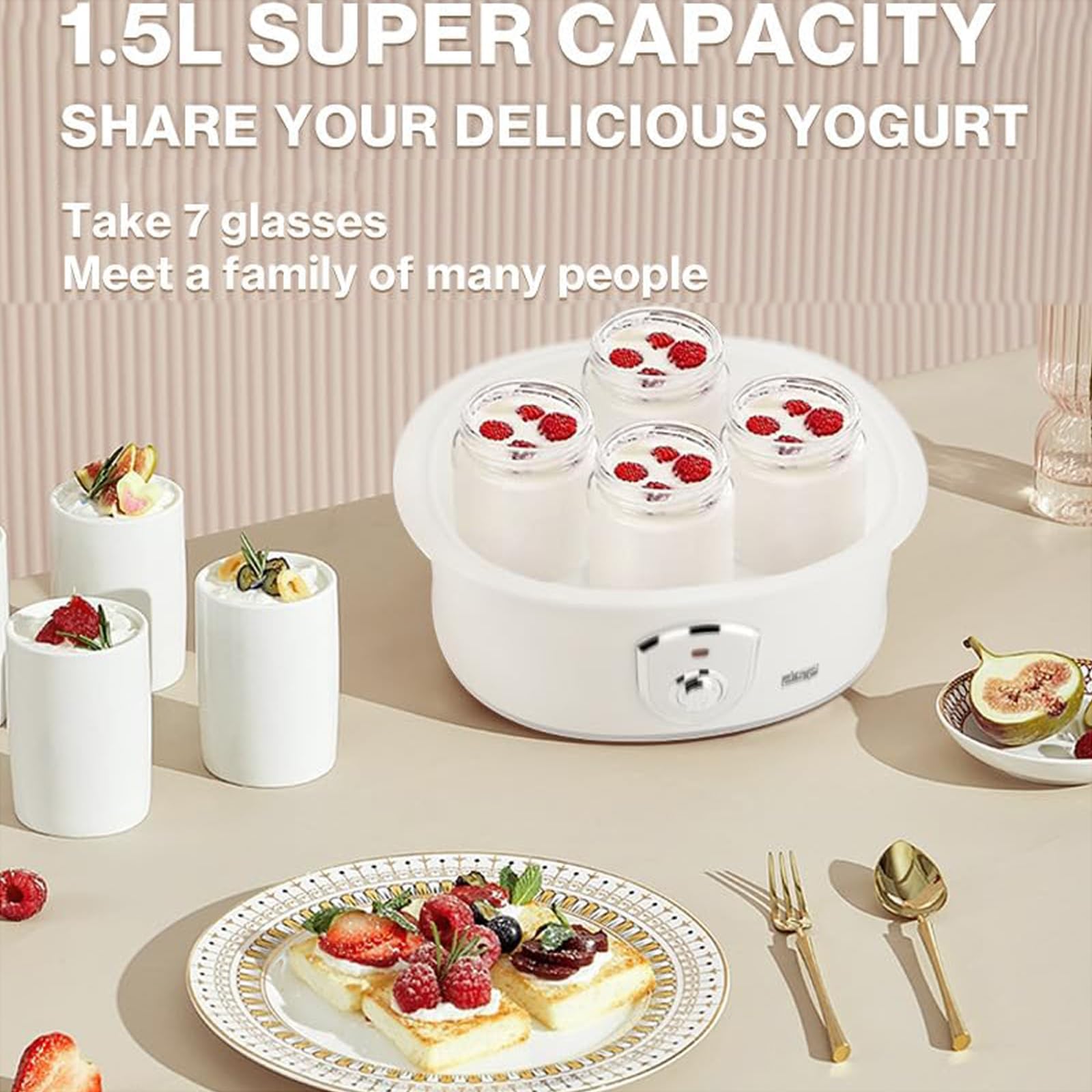 1,5L Pro Yogurt System: Fermentor wielokultura ze stali nierdzewnej z precyzyjnym termostatem + auto ferment-Cool-wolne od greckiego/laktozy/