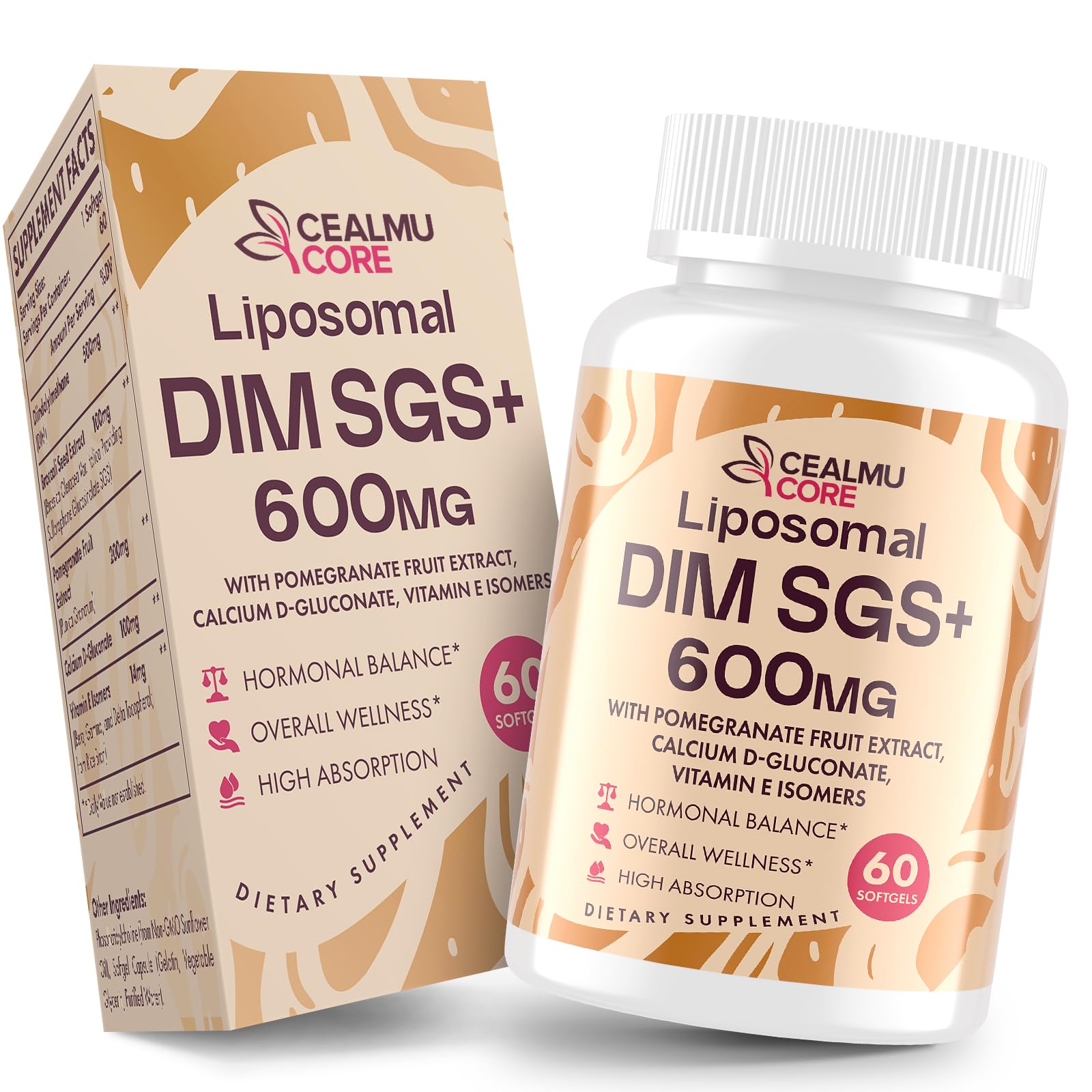Liposomal DIM SGS Supplement - Estrogen Supplements for Women & Men Contains Sulforaphane Glucosinolate, Vitamin E, Pomegranate Fruit - Support Detox and Antioxidant (1 Pack)