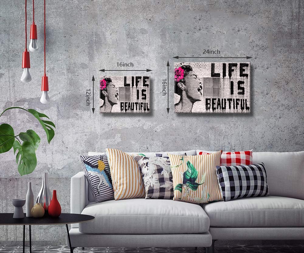 Amazon.com: Inspirational Banksy Life Is Beautiful Canvas